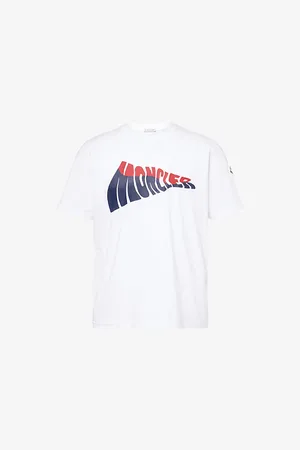 Moncler Mens Wavey Script Logo-Print Cotton T-Shirt