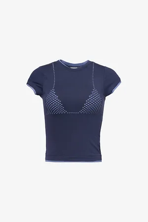Jaded London Womens Laser Cut Bra Round-Neck Stretch-Woven T-Shirt