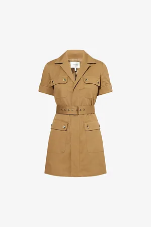 Frame Womens The Utility Belted Stretch-Cotton Mini Dress