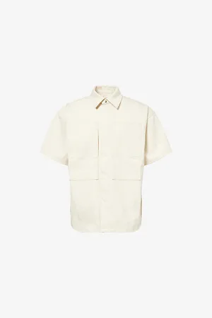 Jil Sander Mens Two-Patch-Pockets Relaxed-Fit Denim Shirt