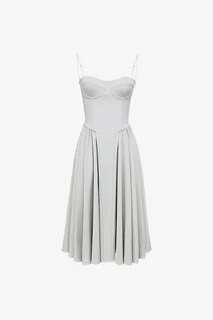 House Of Cb Womens Samaria Corseted Woven Midi Dress