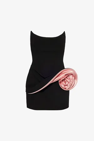 MAGDA BUTRYM Womens Rose-Appliqué Bustier Woven Mini Dress