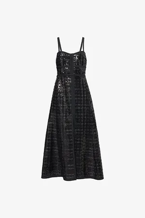 Giambattista Valli Womens Sequin-Embellished Shoulder-Straps Woven Midi Dress