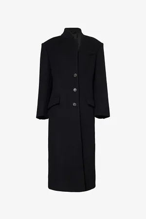 The Attico Womens Single-Breasted Flap-Pockets Relaxed-Fit Wool-Blend Coat