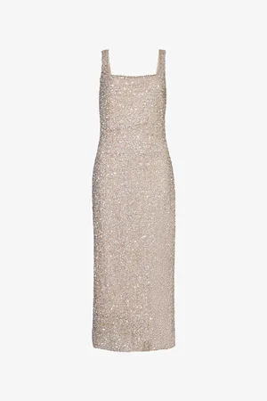 Costarellos Womens Harper Sequin-Embellishment Mesh Maxi Dress