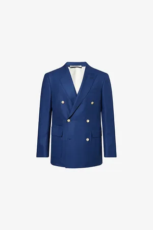 Dunhill Mens Peak-Lapel Double-Breasted Cashmere Blazer