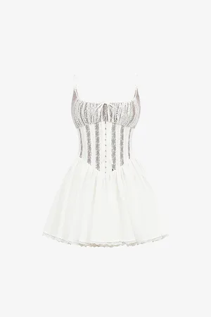 House Of Cb Womens Rosaria Corset Stretch-Cotton Mini Dress