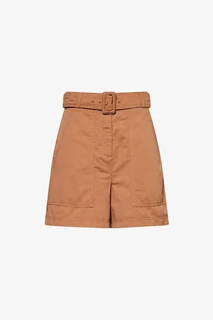 Max Mara Womens Cirino Belted Cotton and Linen-Blend Bermuda Shorts