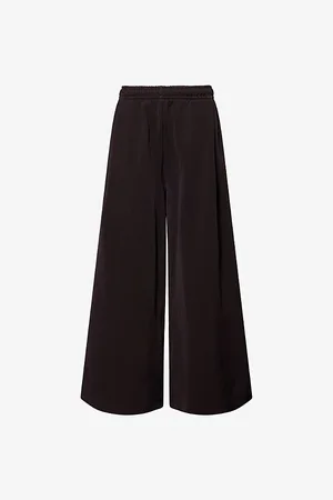 Lacoste Womens Lanae Wide-Leg Cotton-Jersey Jogging Bottoms