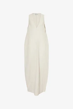 TOVE Womens Eladia Textured Sleeveless Cotton and Linen-Blend Maxi Dress