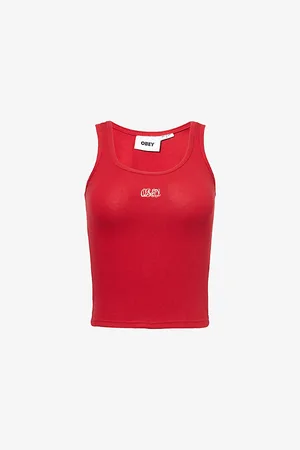 Obey Womens Ribbon Ribbed Stretch-Cotton Top