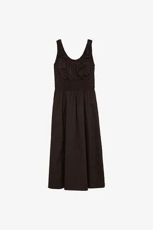 Reiss Womens Anouk Sleeveless Cotton Midi Dress