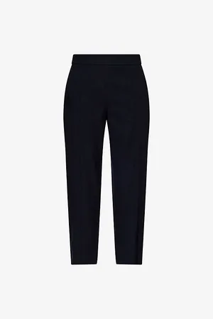 Vince Womens Mid-Rise Tapered-Leg Linen-Blend Trousers