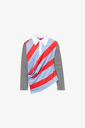 Charles Jeffrey Loverboy Mens Topsy Turvy Striped Oversized Cotton Polo Shirt