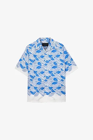 Prada Mens Graphic-Print Short-Sleeve Cotton Shirt