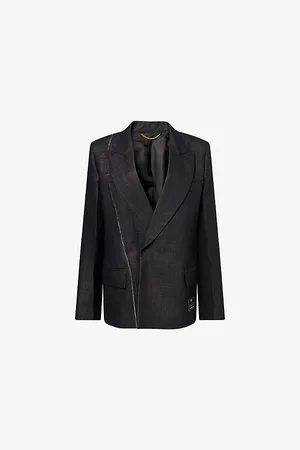 Victoria Beckham Womens Oversized Double-Breasted Wool-Blend Blazer