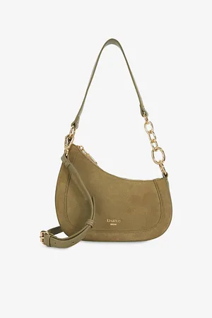 Dune Womens Direction Asymmetric Chain-Detail Suede Shoulder Bag