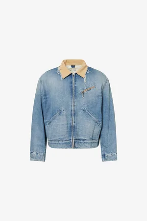 Maison Margiela Mens Corduroy-Collar Relaxed-Fit Denim Jacket