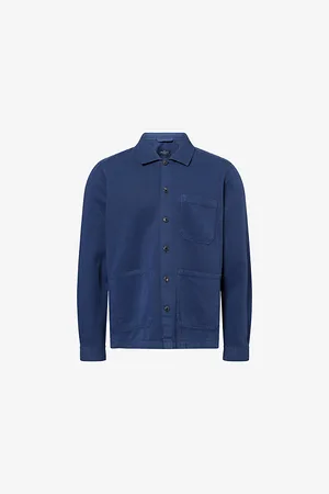 Hackett Mens Long-Sleeve Cotton and Linen Overshirt