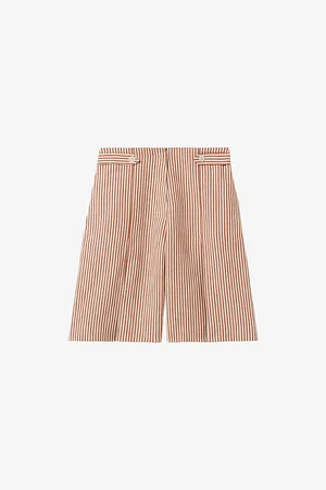 Claudie Pierlot Womens Striped Wide-Leg Cotton and Linen Shorts