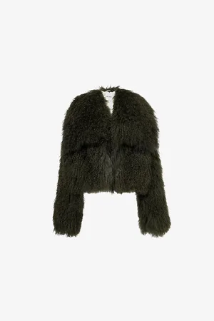 The Attico Womens Wide-Lapels Two -Slip-Pockets Relaxed-Fit Fur Jacket