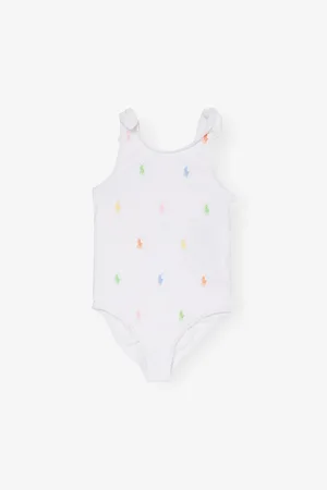 Ralph Lauren Polo Pony-Print Tie-Shoulder Swimsuit 5-6 Years