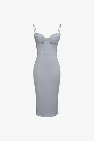 House Of Cb Womens Kiki Panelled Bodycon Mesh Midi Dress