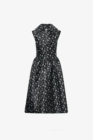 Ganni Womens Floral Jacquard Sleeveless Woven Midi Dress