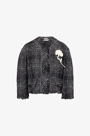 Erdem Womens Cropped Tweed Relaxed-Fit Cotton-Blend Jacket