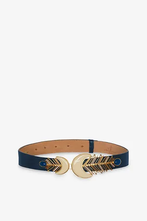 LA Maison Couture Womens Sonia Petroff Shela 24ct Gold-Plated Brass, Swarovski Crystals, Cabochon Enamel Lapis and Leather Belt