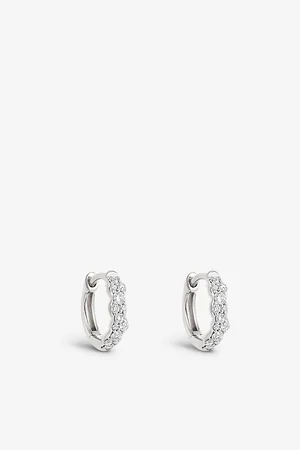 ASTLEY CLARKE Womens Interstellar Mini 14ct White-Gold and Diamond Hoop Earrings
