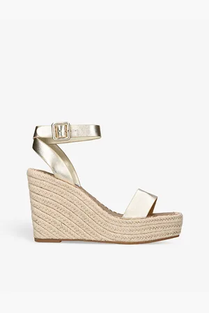 Steve Madden Womens Upstage Metallic-Leather Wedges