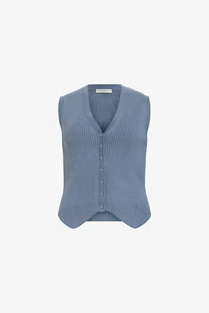 AllSaints Womens Cruz V-Neck Ribbed Knitted Waistcoat
