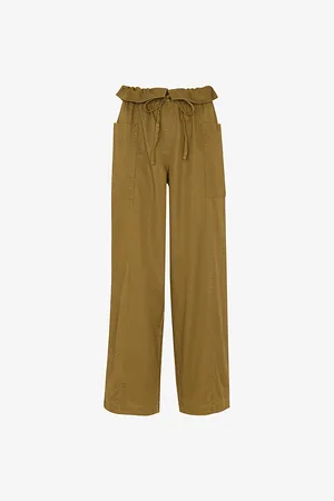 Whistles Womens Paper Bag Waistband Straight-Leg Woven Trousers