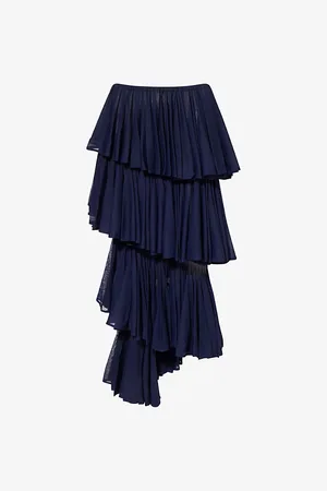 Alaïa Womens Ruffled High-Waist Knitted Maxi Skirt