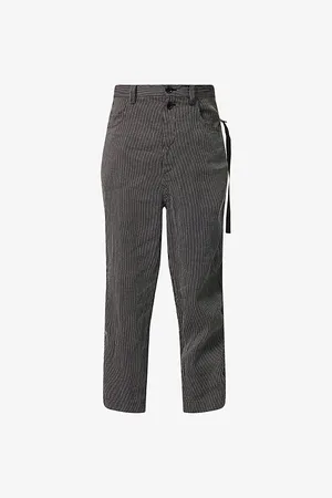UNDERCOVER Mens Striped Drawstring-Leg Silk-Blend Trousers