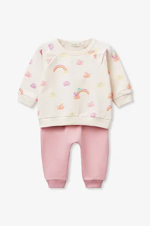 Benetton Graphic-Print Cotton-Jersey Sweatshirt and Trousers Set 1-18 Months