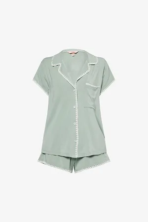 Eberjey Womens Frida Contrast-Piping Stretch-Jersey Pyjamas