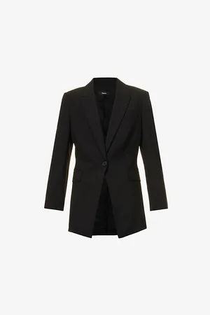 THEORY Womens Etiennette Single-Breasted Relaxed-Fit Wool-Blend Jacket