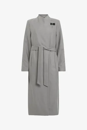 AllSaints Womens Riley Wrap-Around Belted Wool-Blend Coat