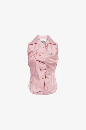 Vivienne Westwood Womens Drunken Pinstripe Silk-Blend Shirt