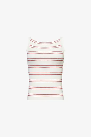 Paige Womens Yuelia Stripe-Print Stretch-Knit Tank Top