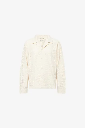 Duke & Dexter Mens Crochet Brand-Embroidery Cotton Shirt