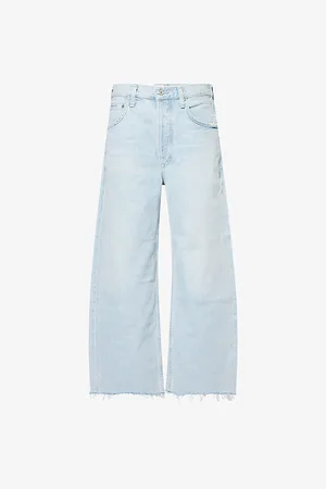 Citizens of Humanity Womens Ayla Raw-Hem Cropped Wide-Leg Denim Jeans