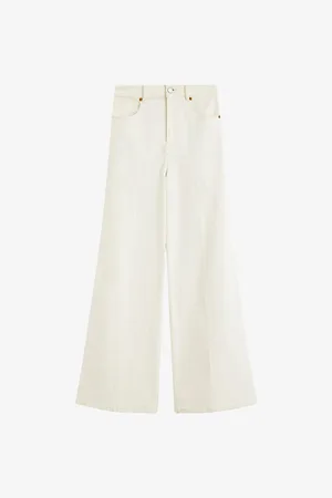 Joseph Womens Abbey Wide-Leg Stretch-Denim Trousers