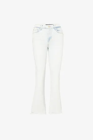 7 for all Mankind Womens Daisy Ankle Bootcut Raw-Hem Stretch-Denim Jeans