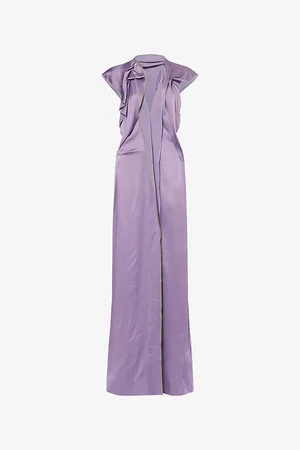 Victoria Beckham Womens Draped Asymmetric Crepe Maxi Dress