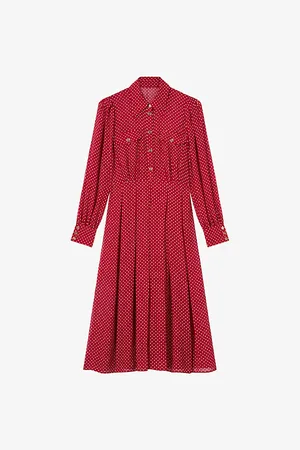 LK Bennett Womens Cody Polka-Dot Woven Midi Dress