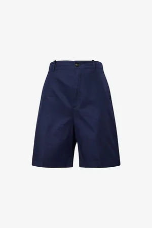 Dunhill Mens Two-Slip-Pockets High-Rise Cotton-Poplin Shorts