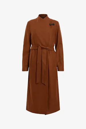 AllSaints Womens Riley Wrap-Around Belted Wool-Blend Coat